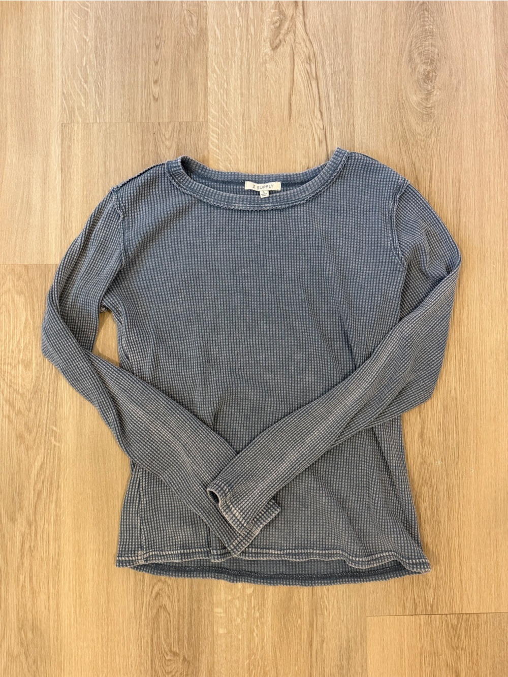 Z Supply Arlet Long Sleeve Waffle Top - Dusty Blue